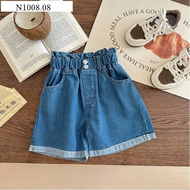 QUẦN SHORT CẠP CAO DENIM CHO BÉ