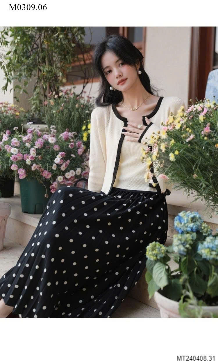 SET ÁO 2 DÂY MIX ÁO KHOÁC CARDIGAN NỮ HÃNG CACHE