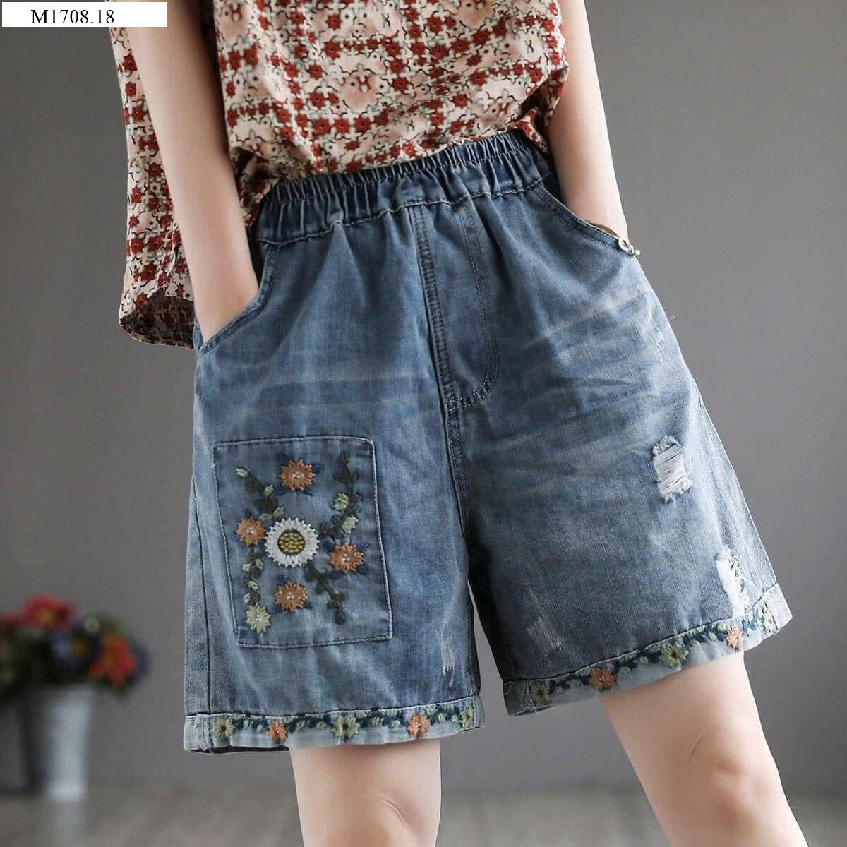 QUẦN SHORT JEAN THÊU NỮ