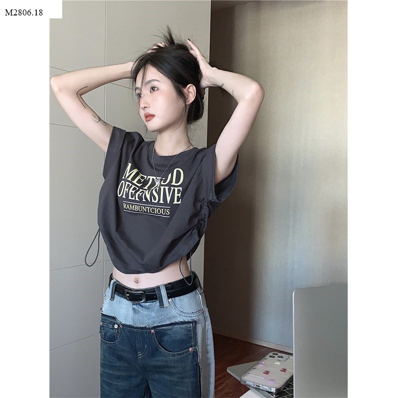 ÁO THUN CROPTOP NỮ DÂY RÚT EO