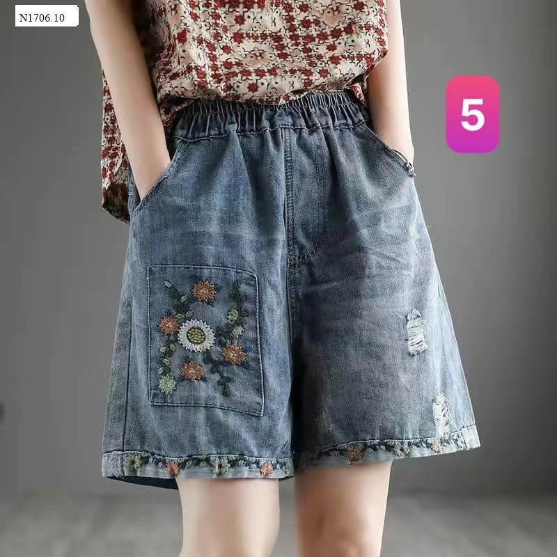 QUẦN SHORT JEAN THÊU ỐNG RỘNG  17