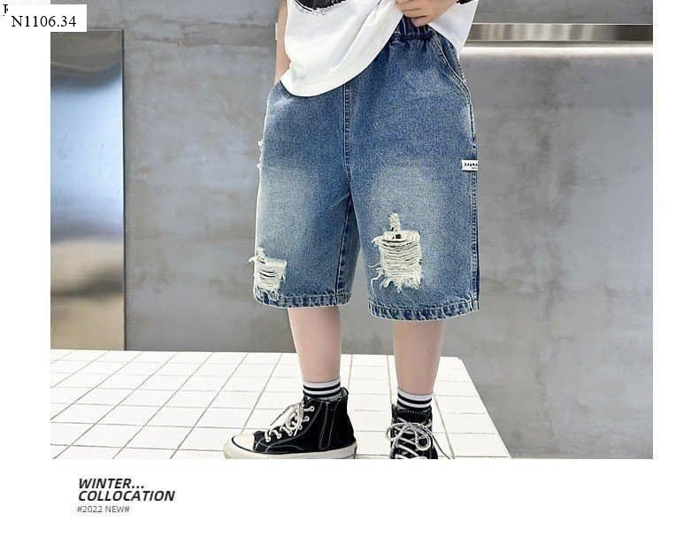 Quần short jean lưng bé trai 11