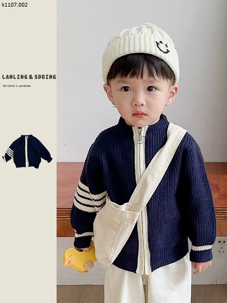 Len cardigan xanh navy