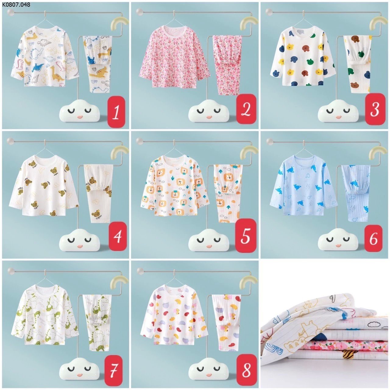 BỘ COTTON GIẤY DÀI TAY XUẤT HÀN CHO BÉ