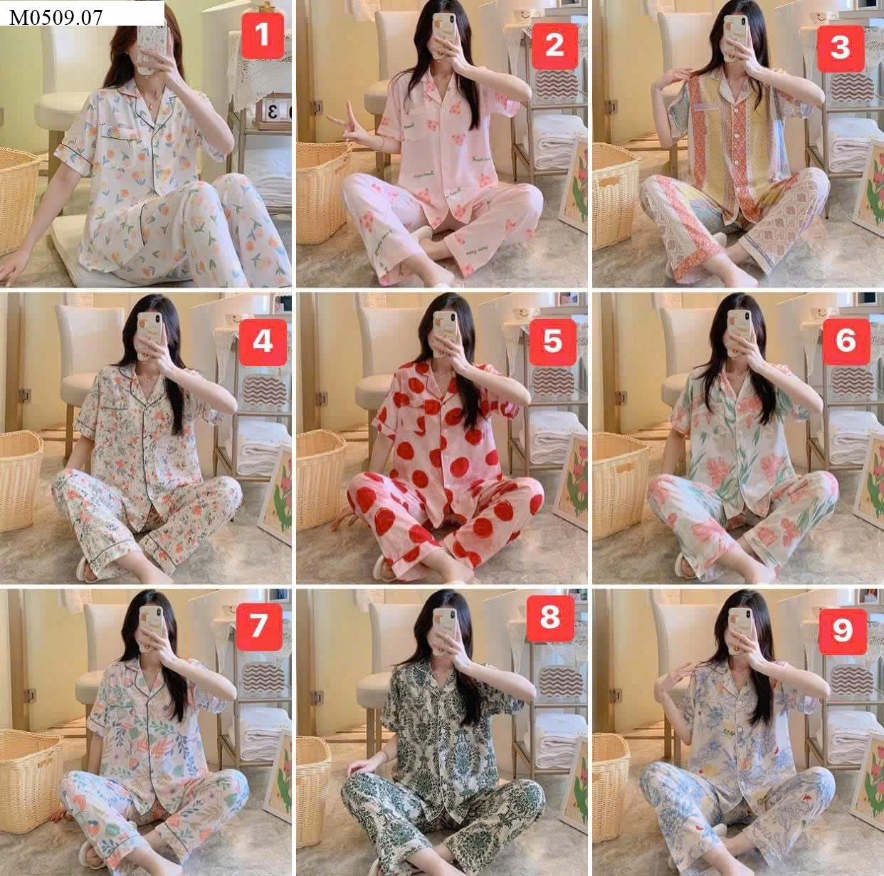 BỘ NGỦ PIJAMA CỘC TAY CHO NỮ